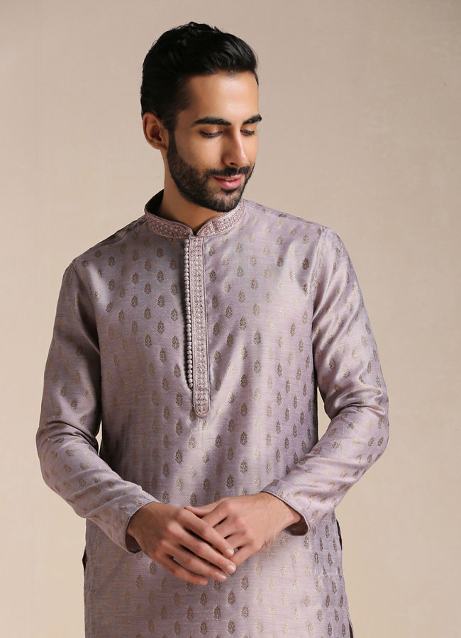 Buy Purple Jacquard Kurta Set Online in India Manyavar Kurta